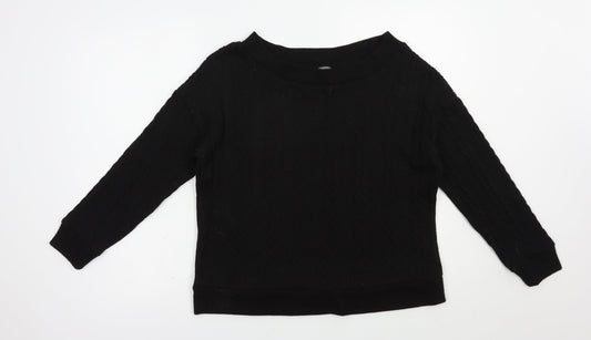 Nutmeg Womens Black Boat Neck  Polyester Pullover Jumper Size 14