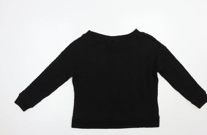 Nutmeg Womens Black Boat Neck  Polyester Pullover Jumper Size 14