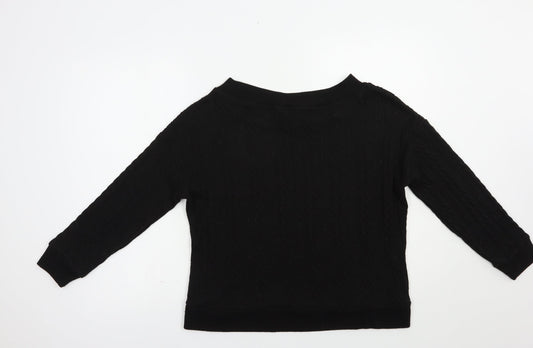 Nutmeg Womens Black Boat Neck  Polyester Pullover Jumper Size 14