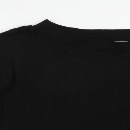 Nutmeg Womens Black Boat Neck  Polyester Pullover Jumper Size 14