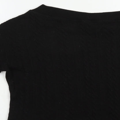 Nutmeg Womens Black Boat Neck  Polyester Pullover Jumper Size 14