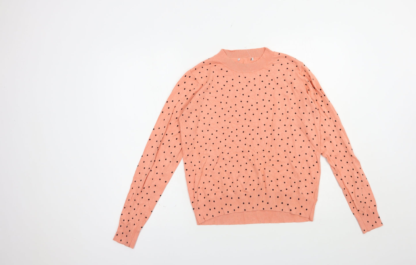 TU Womens Pink Mock Neck Polka Dot Viscose Pullover Jumper Size 10