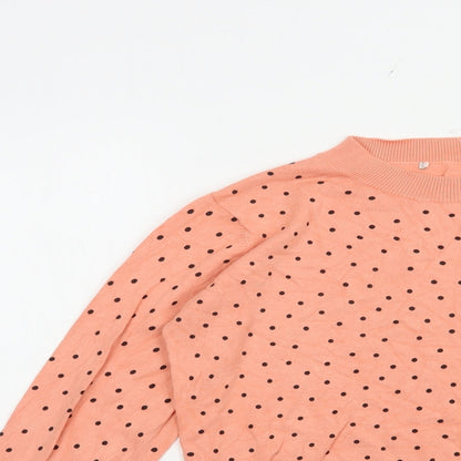 TU Womens Pink Mock Neck Polka Dot Viscose Pullover Jumper Size 10