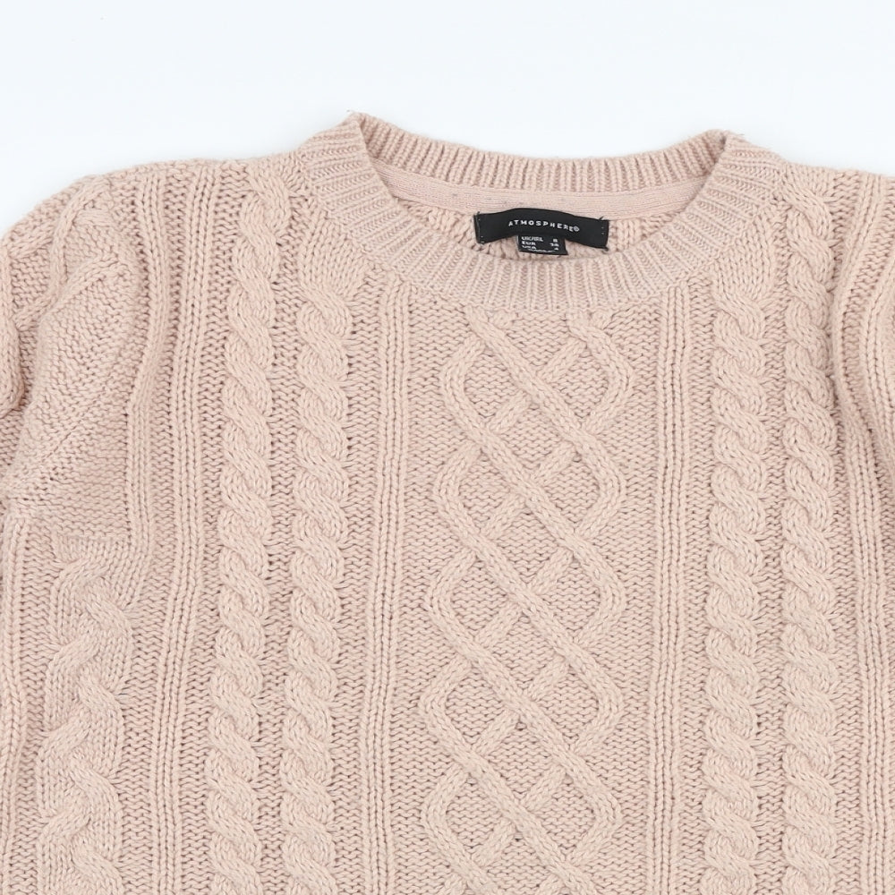 Atmosphere Womens Pink Round Neck  Polyester Pullover Jumper Size 8