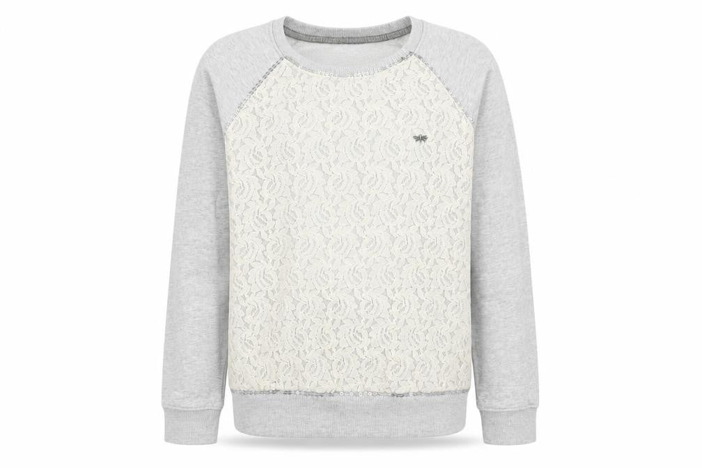 Front view of Next girls’ grey 100% cotton pullover sweatshirt, size 11, years pullover