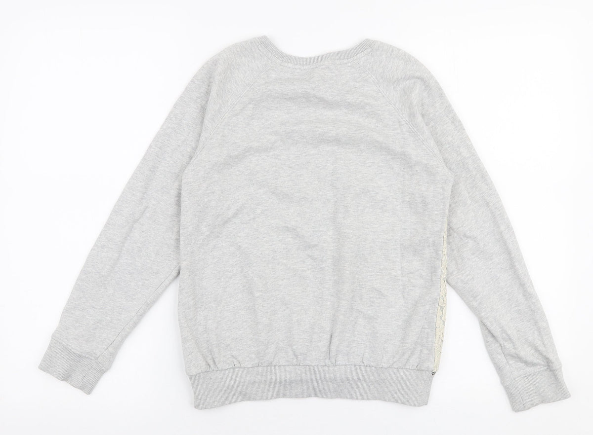 Back view of Next girls’ grey 100% cotton pullover sweatshirt, size 11, years pullover