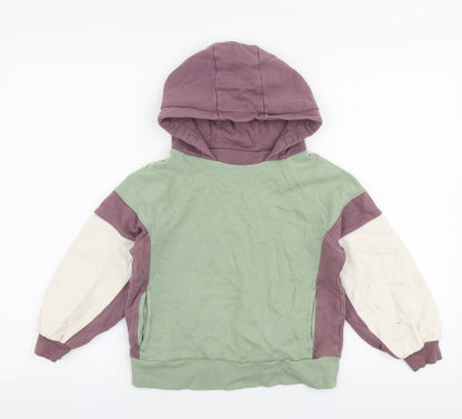 Front view of Next girls’ multicoloured cotton pullover hoodie, size 9, years pullover