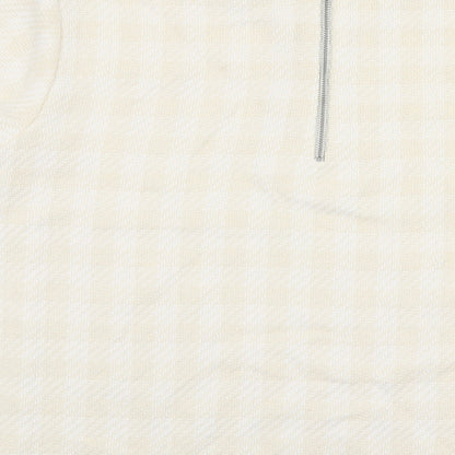 Mango Womens Ivory Round Neck Check Cotton Pullover Jumper Size L