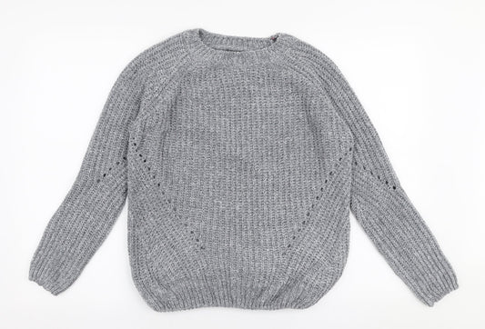 Primark Womens Grey Round Neck  Polyester Pullover Jumper Size S