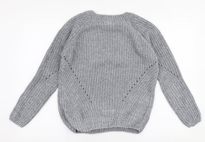 Primark Womens Grey Round Neck  Polyester Pullover Jumper Size S