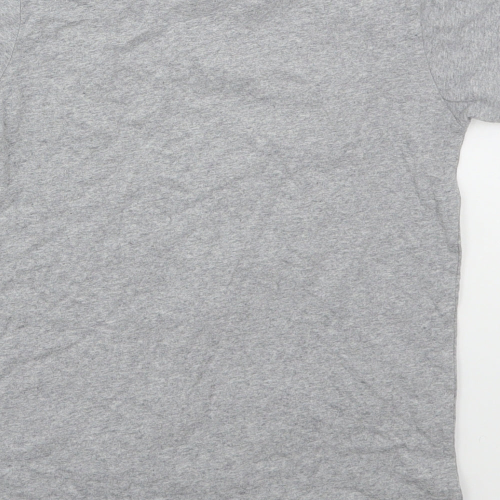 Preworn Boys Grey  Cotton Basic T-Shirt Size 7-8 Years Crew Neck Pullover - Dabasaur