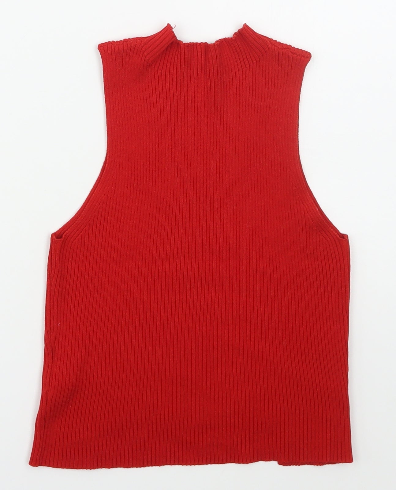 SheIn Girls Red Mock Neck  Acrylic Vest Jumper Size 12 Years  Pullover - Cut Out