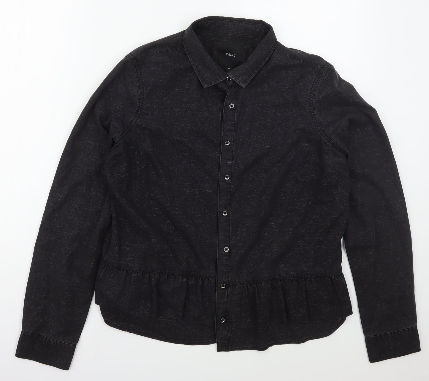 Womens UK Size 14 NEXT Grey Basic Button-Up