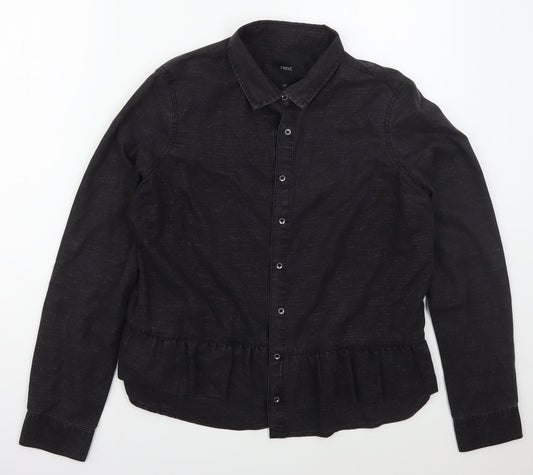 Womens UK Size 14 NEXT Grey Basic Button-Up