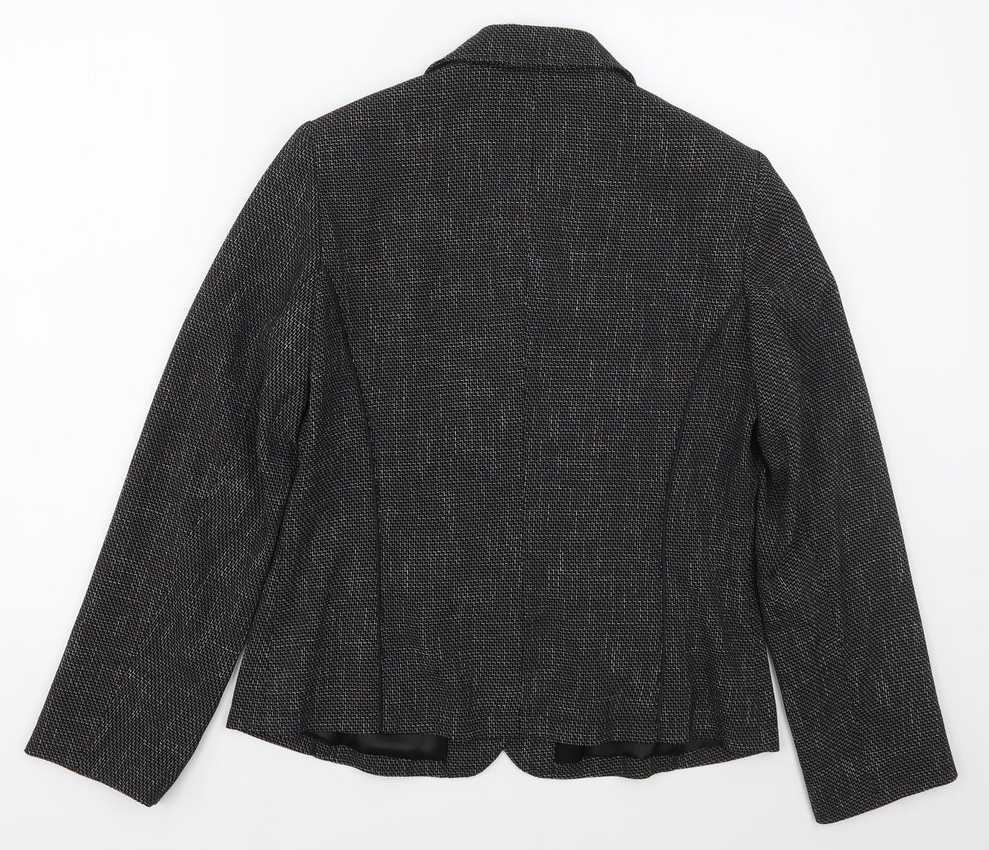 Papaya Womens Black Geometric Polyester Jacket Suit Jacket Size 14