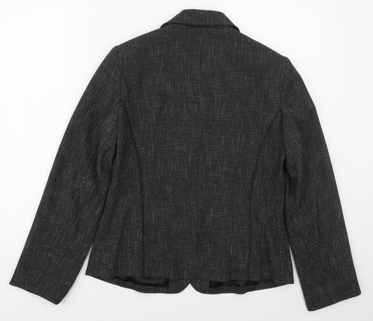 Papaya Womens Black Geometric Polyester Jacket Suit Jacket Size 14