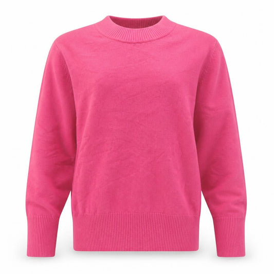 Front view of Rabe women’s pink mock neck modal jumper, size UK 14