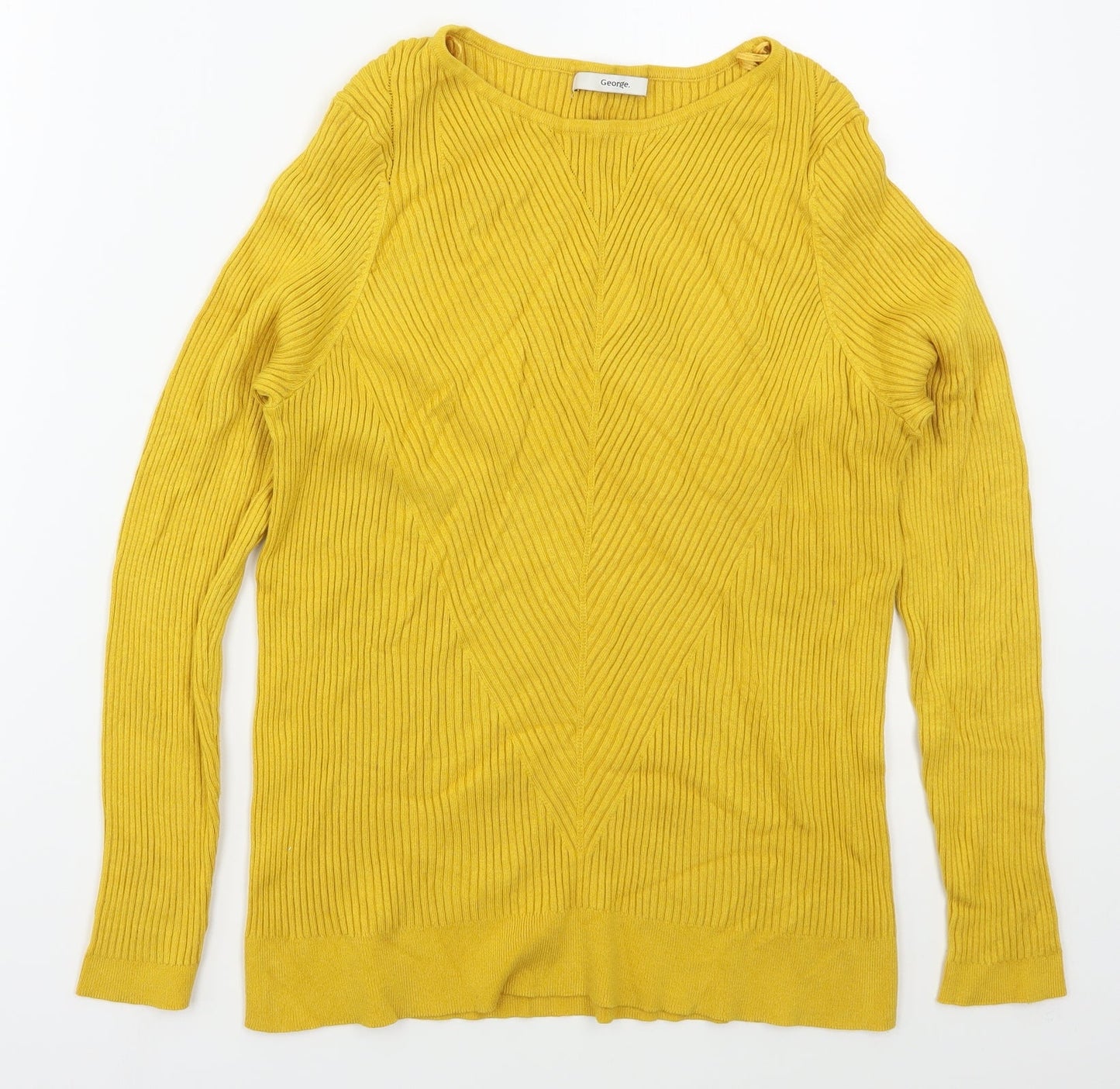 George Womens Yellow Boat Neck  Viscose Pullover Jumper Size 20