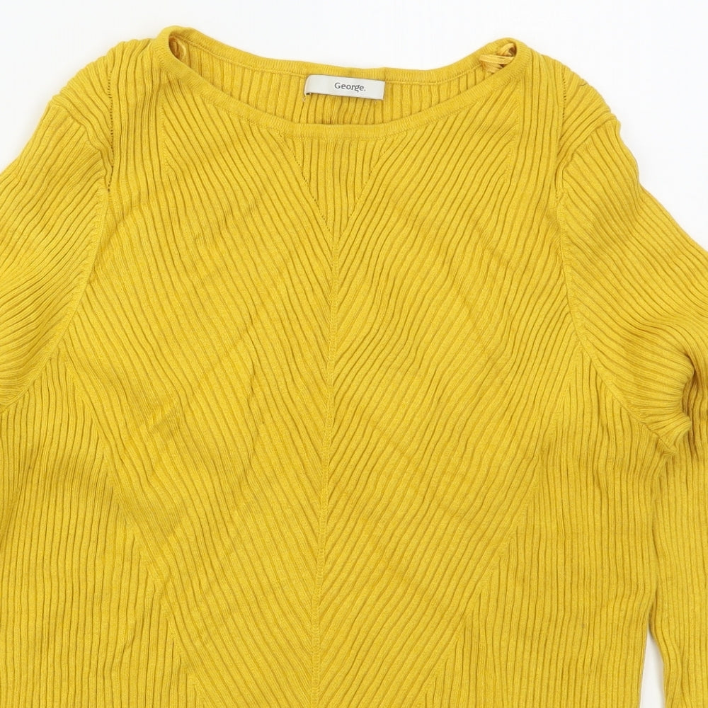 George Womens Yellow Boat Neck  Viscose Pullover Jumper Size 20