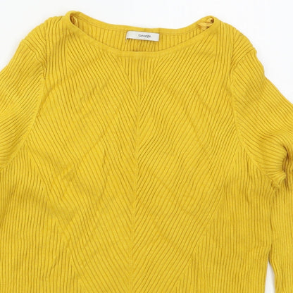 George Womens Yellow Boat Neck  Viscose Pullover Jumper Size 20