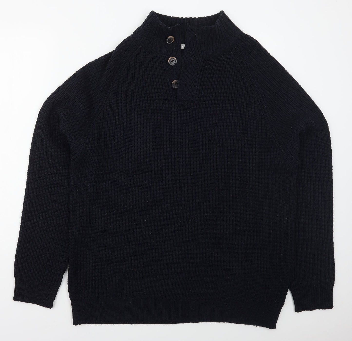 H & Lewis Mens Blue V-Neck  Acrylic Pullover Jumper Size 2XL