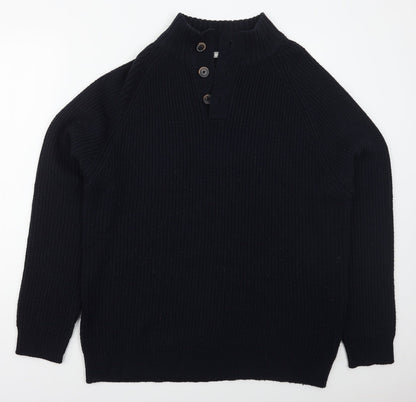 H & Lewis Mens Blue V-Neck  Acrylic Pullover Jumper Size 2XL