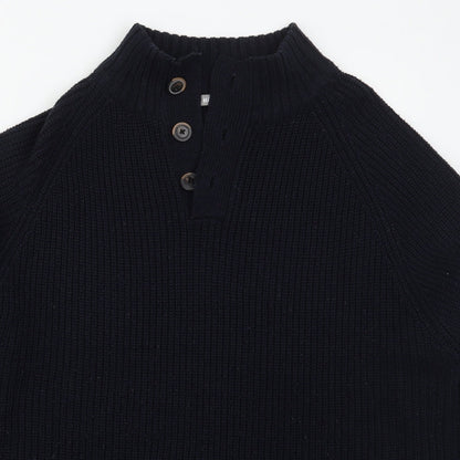 H & Lewis Mens Blue V-Neck  Acrylic Pullover Jumper Size 2XL
