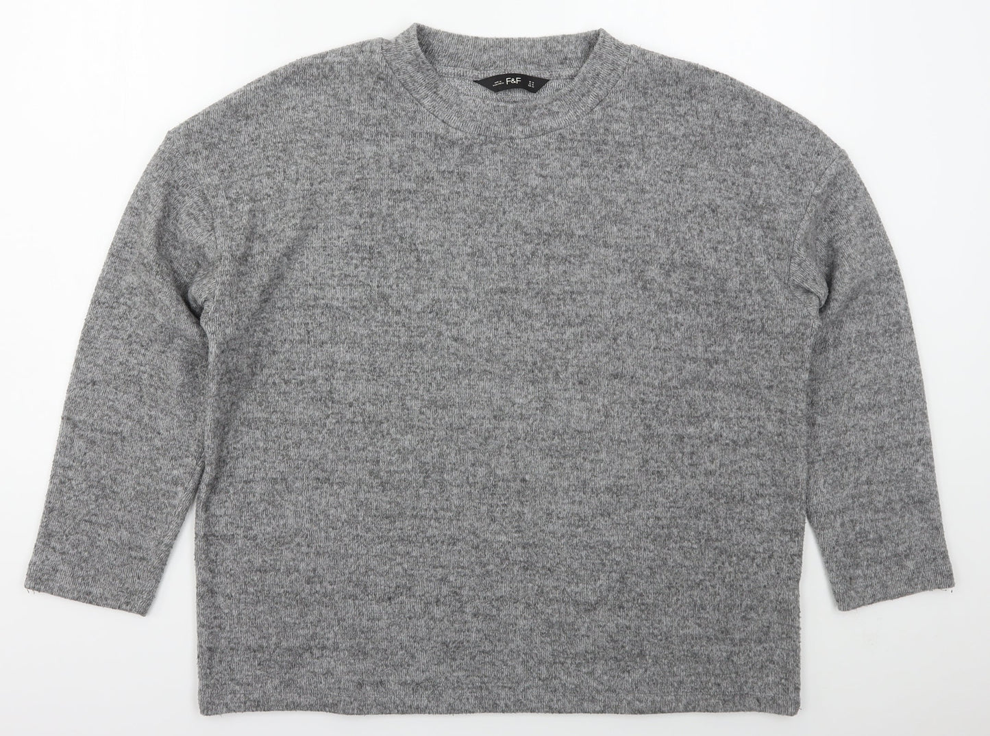 F&F Womens Grey Mock Neck  Polyester Pullover Jumper Size 14