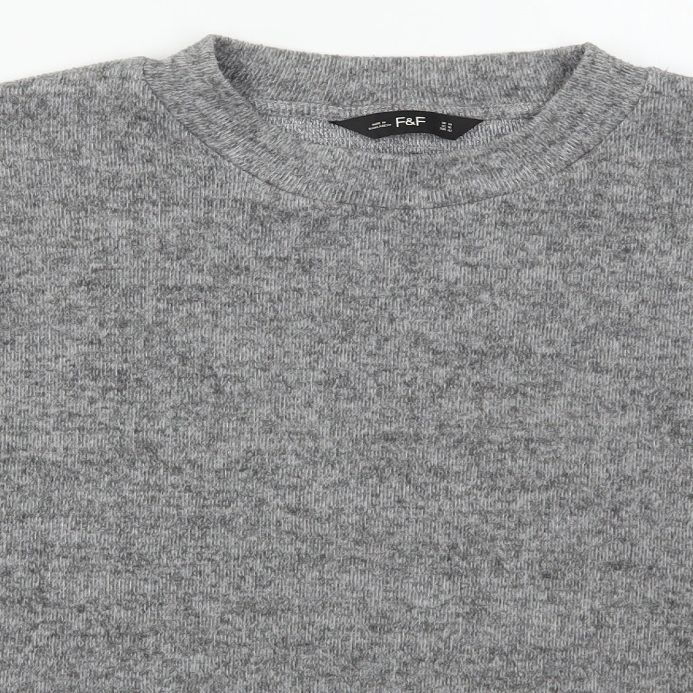 F&F Womens Grey Mock Neck  Polyester Pullover Jumper Size 14