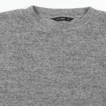F&F Womens Grey Mock Neck  Polyester Pullover Jumper Size 14