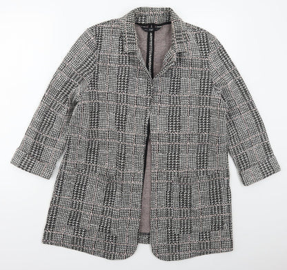 F&F Womens Grey Check  Jacket Coatigan Size 14   - Pink