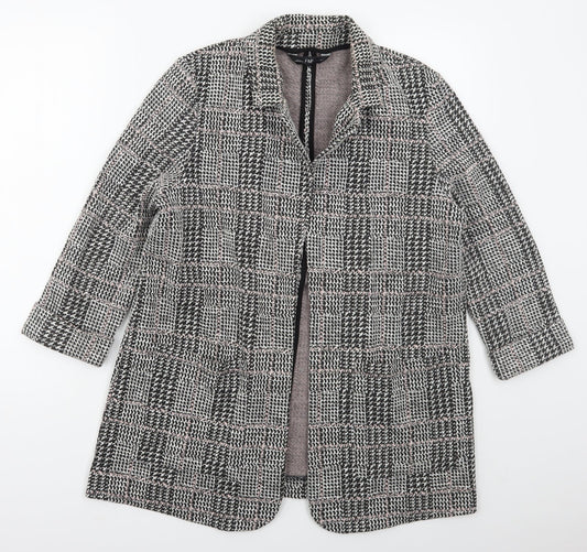 F&F Womens Grey Check  Jacket Coatigan Size 14   - Pink