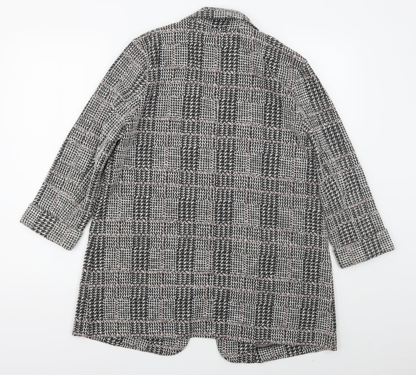 F&F Womens Grey Check  Jacket Coatigan Size 14   - Pink