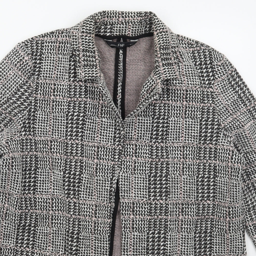 F&F Womens Grey Check  Jacket Coatigan Size 14   - Pink
