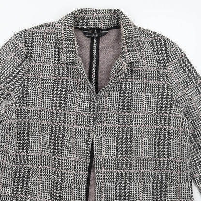 F&F Womens Grey Check  Jacket Coatigan Size 14   - Pink