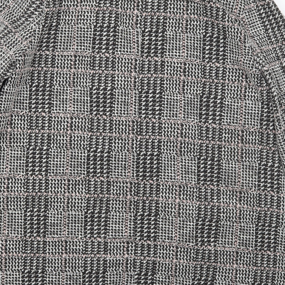 F&F Womens Grey Check  Jacket Coatigan Size 14   - Pink