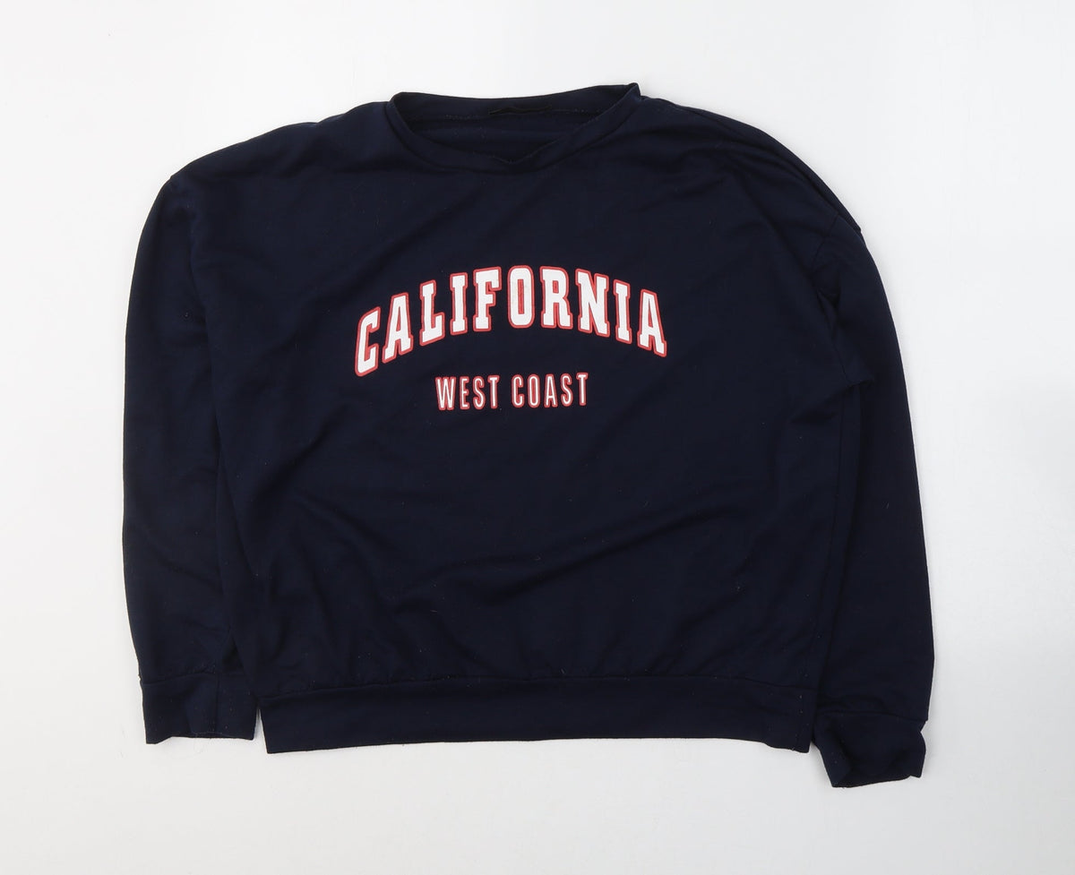 Additional front view of SHEIN women’s blue cotton pullover sweatshirt, size S, pullover - california