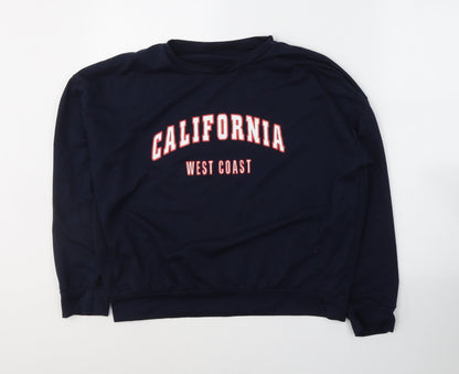 Additional front view of SHEIN women’s blue cotton pullover sweatshirt, size S, pullover - california