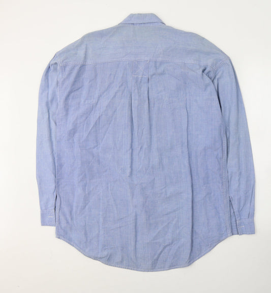 Venetti Mens Blue  Cotton  Button-Up Size M Collared Button
