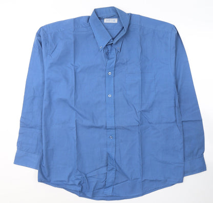 Mens UK Size XL Infuse Blue  Button-Up Long Sleeve Casual Shirt
