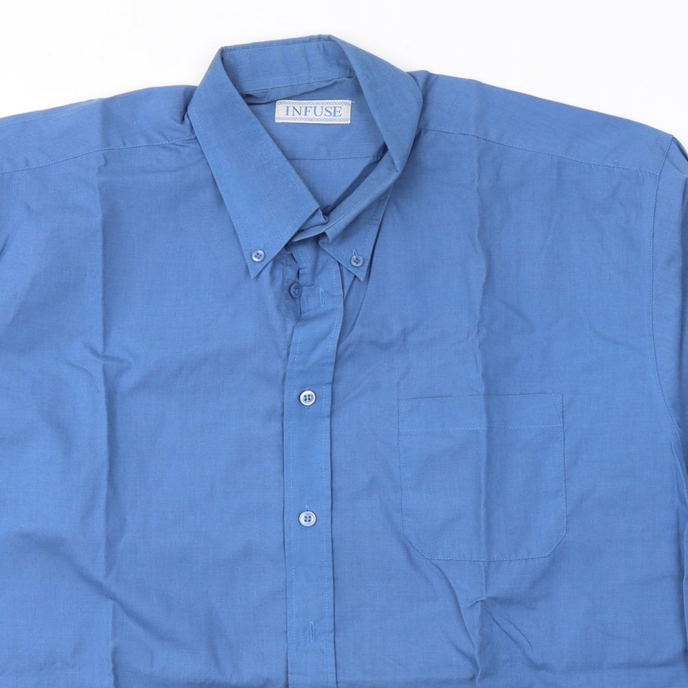 Mens UK Size XL Infuse Blue  Button-Up Long Sleeve Casual Shirt