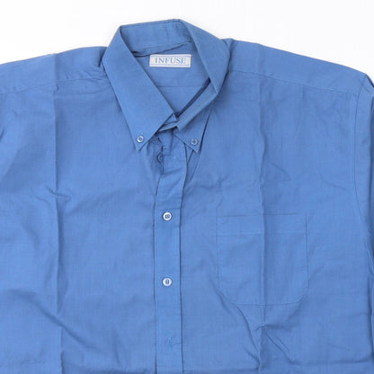 Mens UK Size XL Infuse Blue  Button-Up Long Sleeve Casual Shirt