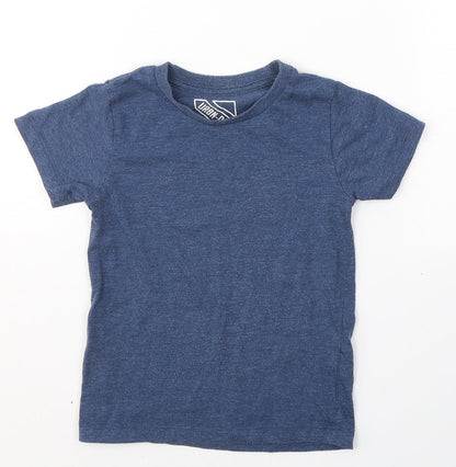URBN DEPT  Boys Blue  Cotton Basic T-Shirt Size 4 Years Round Neck Pullover