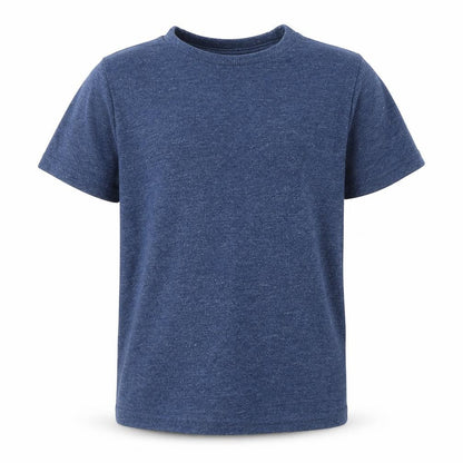 Front view of URBN DEPT boys’ blue cotton basic t-shirt, size 4, years round neck pullover