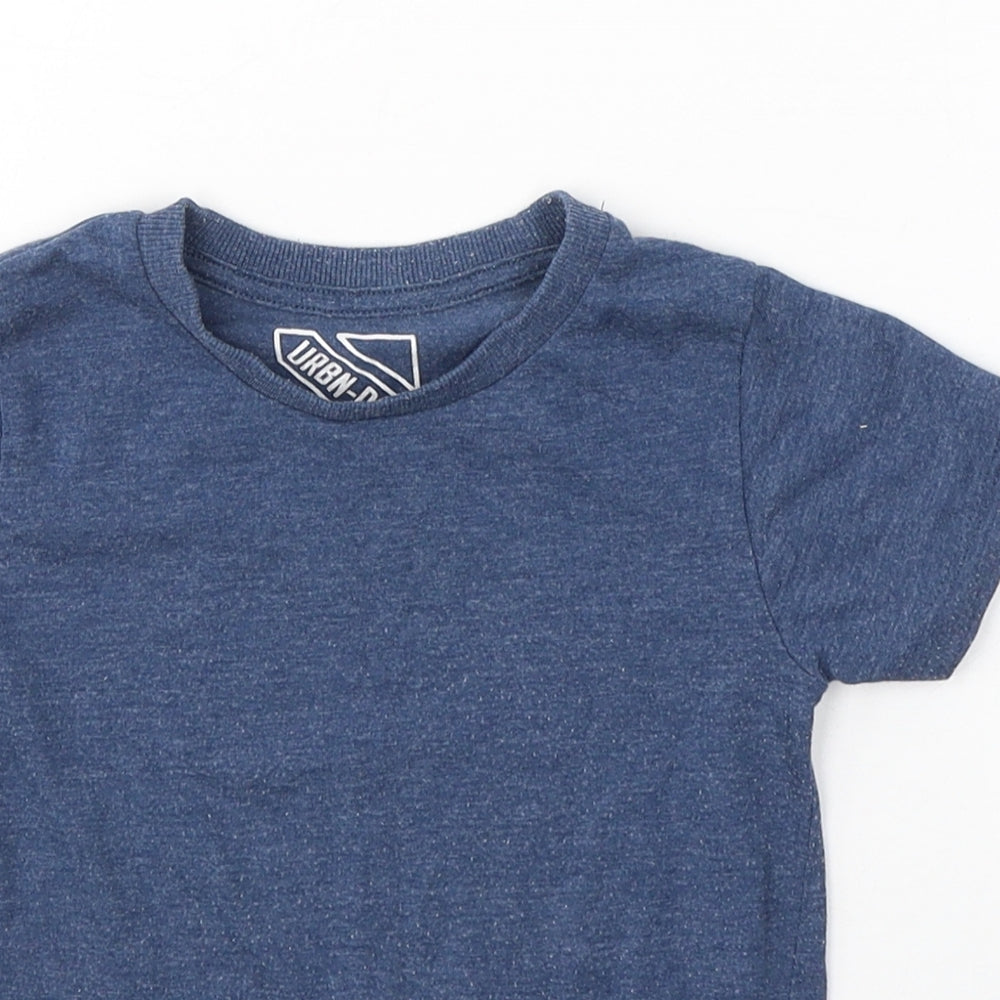URBN DEPT  Boys Blue  Cotton Basic T-Shirt Size 4 Years Round Neck Pullover