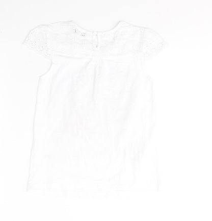 GEORGE  Girls White  Cotton Basic T-Shirt Size 7-8 Years Round Neck Pullover - Happy city girl