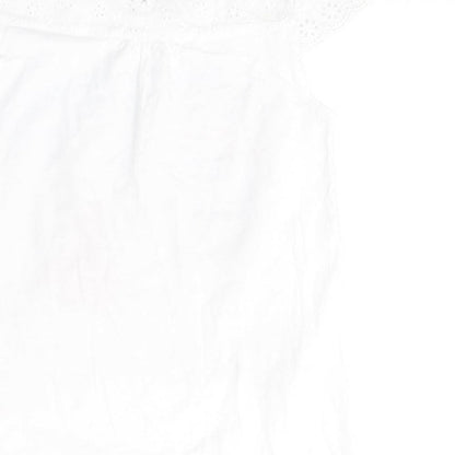 GEORGE  Girls White  Cotton Basic T-Shirt Size 7-8 Years Round Neck Pullover - Happy city girl