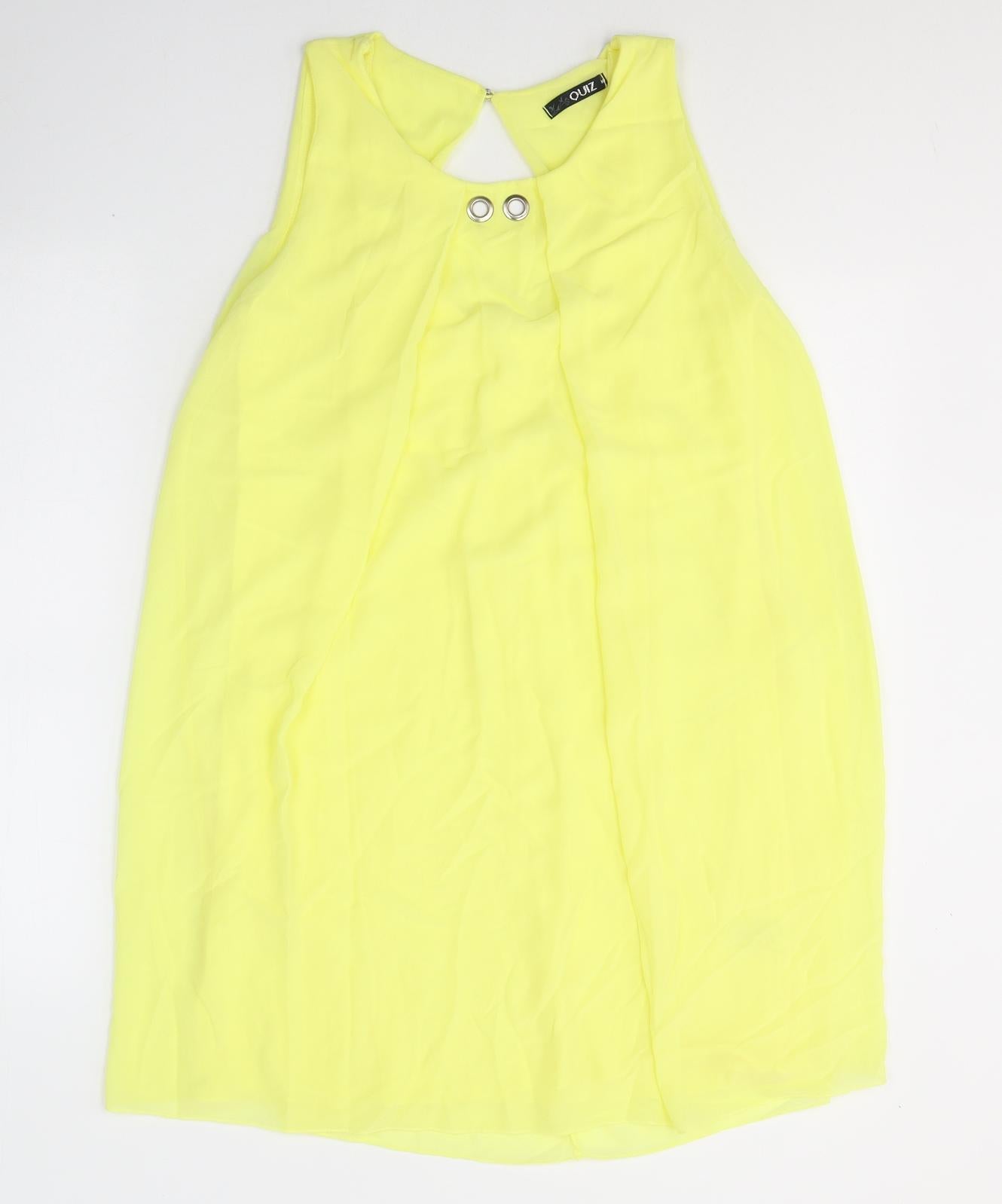 Quiz Womens Yellow  Polyester Tank Dress  Size M  Round Neck Pullover