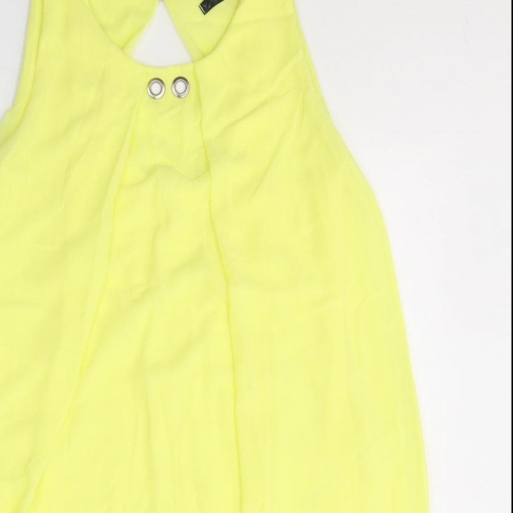 Quiz Womens Yellow  Polyester Tank Dress  Size M  Round Neck Pullover