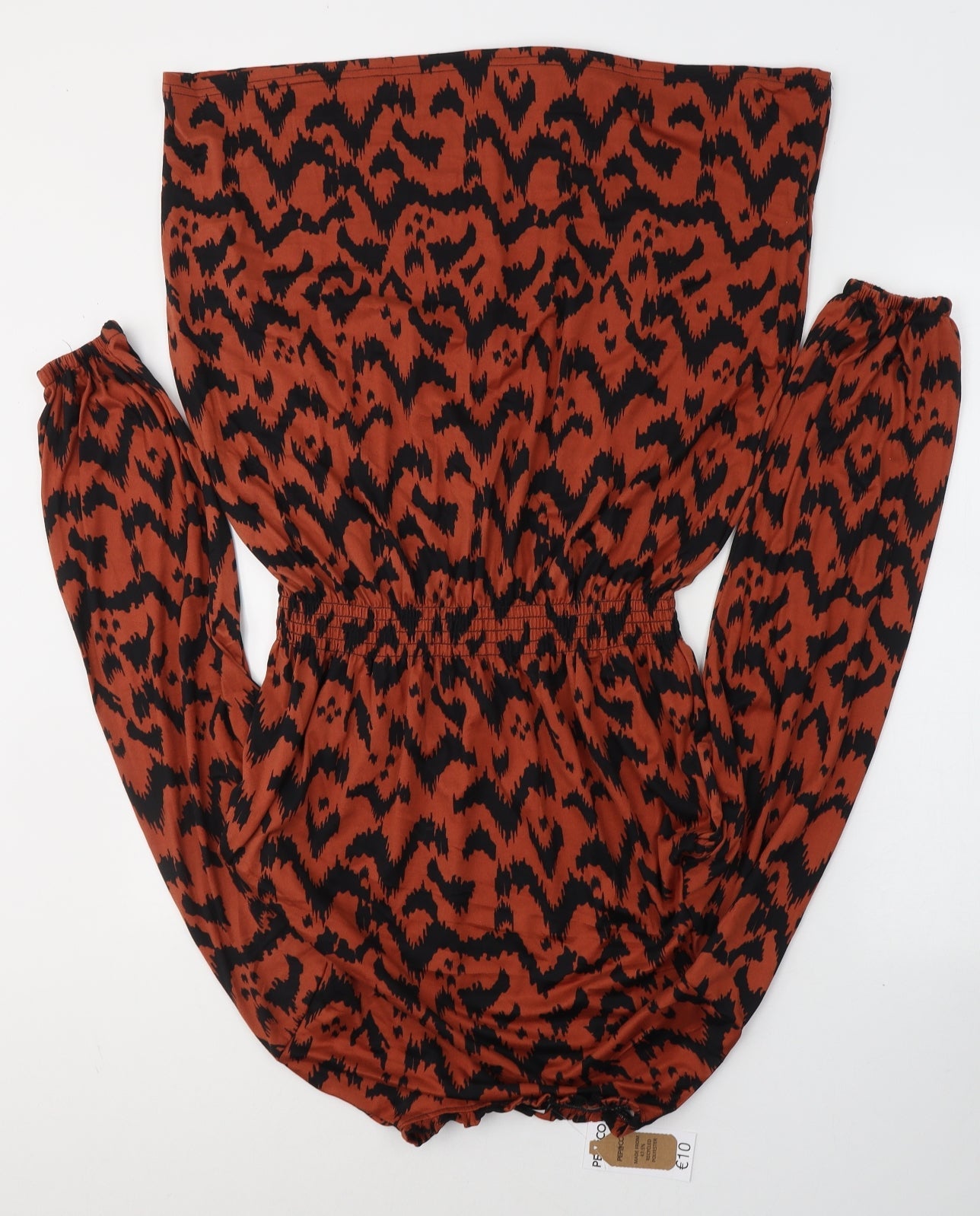 Pep&Co Womens Orange Geometric Viscose Jumper Dress  Size M  Round Neck Pullover